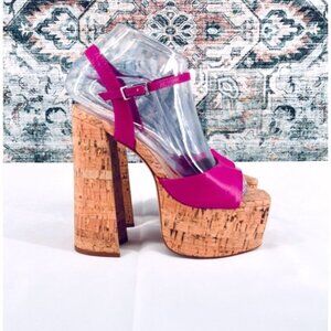 Schutz Glayce Nappa Leather Sandal Size 6B Deluxe Hot Pink